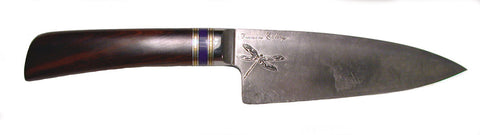 6 inch Chef's Knife with 'Dragonflies and Irises' Etching.