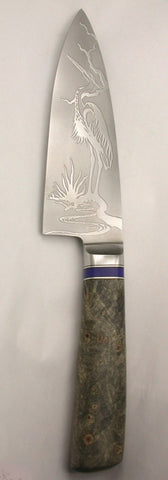 6 inch Chef's Knife with 'Heron' Etching.