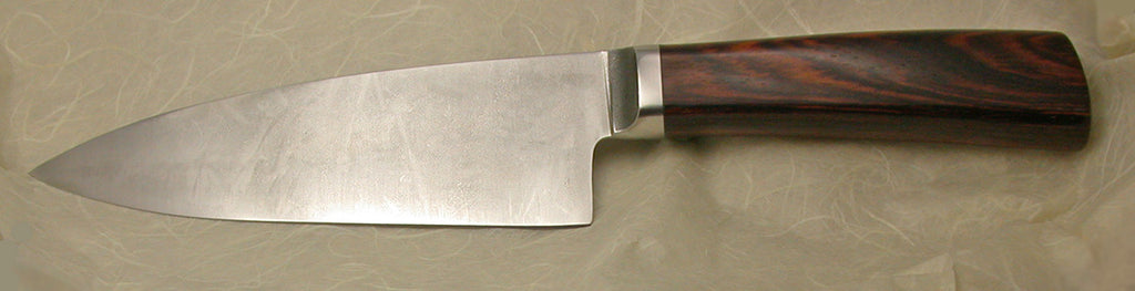 6 inch Chef's Knife with Plain Etched Blade & Cocobolo Handle - 2.