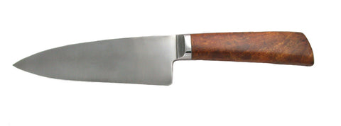 6 inch Chef's Knife with Plain Etched Blade & Ironwood Handle.