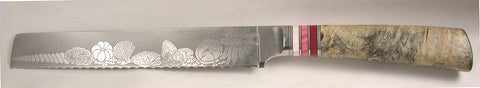 8 inch Bread Knife with 'Seashells' Etching.