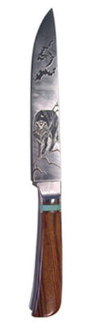 8 inch Carving Knife with 'Wolf' Etching.