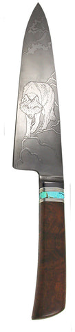 8 inch Chef's Knife with 'Wolf' Etching.