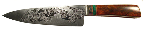 8 inch Chef's Knife with 'Dragon' Etching.