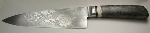 8 inch Chef's Knife with 'Eagles' Etching.