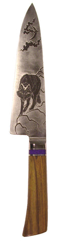 8 inch Chef's Knife with 'Wolf' Etching - 2.