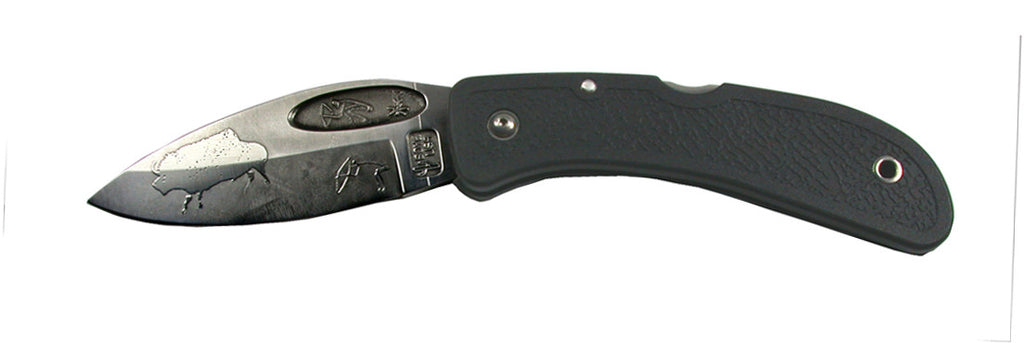 Boye Bow Hunter Lockback Folding Knife with 'Lescaux Bison' and 'Bow Hunter' Etching.