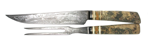 10 inch Carving Set with 'Cheetahs & Impalas' Etching.