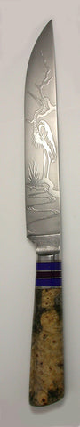 8 inch Carving Knife with 'Heron' Etching.