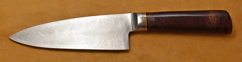 6 inch Chef's Knife with Plain Etched Blade & Cocobolo Handle - 3.