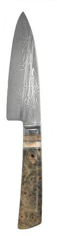 6 inch Chef's Knife with '3-Stalk Bamboo' Etching.
