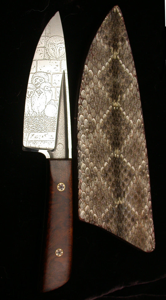 Boye Basic 3 with 'Barn Owl Family' Etching and Handle.