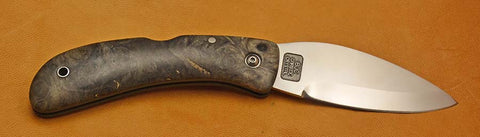 Boye Custom Cobalt Blue Whale Lockback Folding Pocket Knife with Buckeye Burl Handle.
