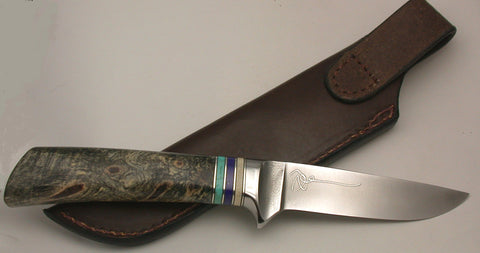 4 inch Dropped Point Hunter with 'Sea Otters' Etching.