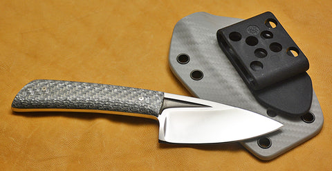 Boye Basic 2 Cobalt with Silver Twill Carbon Fiber Handle & Silver Twill Kydex Sheath.