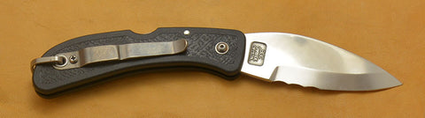Boye Cobalt Eagle Wing Lockback Folding Pocket Knife with Black Handle, Marlin Spike & Serrations.
