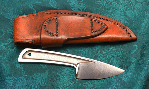 Boye Basic 2 Cobalt with Great Horned Owl Laser Engraving and Brown Leather Flap Sheath.