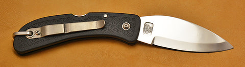 Boye Cobalt Bow Hunter Lockback Folding Pocket Knife with Black Handle.