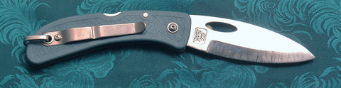Boye Cobalt Open Thumb Hole Lockback Folding Pocket Knife with Laser Engraved Humpback.