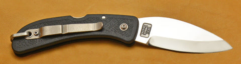 Boye Cobalt Mountain Lockback Folding Pocket Knife with Black Zytel Handle.