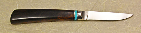3 inch Paring Knife with Dendritic Cobalt Blade and Desert Ironwood Handle.