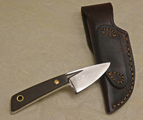 Back Boye Basic 1 with 'Cougar' Etching, Handle and Leather Sheath.