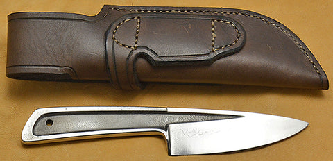 Boye Basic 3 with 'Mule Deer at the Edge of the Redwoods' Etching and Leather Sheath.