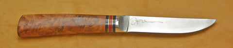 4.5 inch Kitchen Utility Knife with 'Dolphins' Etching with Amboyna Burl Handle.