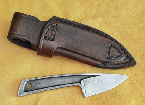 Boye Basic 1 with 'Dolphins' Etching and Leather Flap Sheath.
