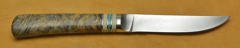 4.5 inch Kitchen Utility Knife with 'Elephants' Etching and Buckeye Burl Handle.