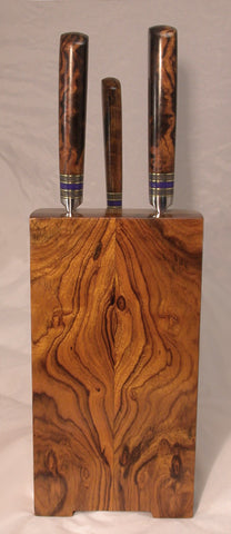 Custom Sculpted Knife Block for 3 Piece Kitchen Set.