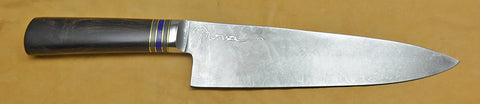 8 inch Chef's Knife with 'Heron' Etching and African Blackwood Handle.