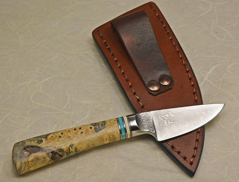 2 inch Dropped Edge Utility Knife with 'Humpback Whale' Etching.