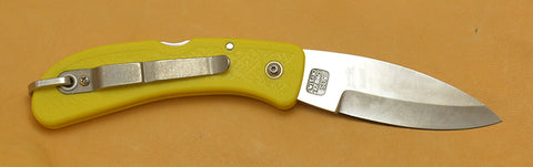 Boye Sunburst Lockback Folding Pocket Knife with 'Ladybugs' Etching and Yellow Handle.