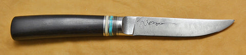 4.5 inch Kitchen Utility Knife with 'Lighthouse and Sailboats' Etching and African Blackwood Handle.