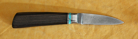 2.5 inch Persona Paring Knife with 'Lighthouse and Sailboats' Etching and Blackwood Handle.