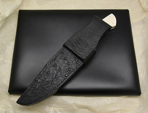 9 inch Don Norris Bowie with Custom Etching of Ostriches.