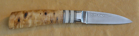2.5 inch Persona Paring Knife with 'Celtic Horse' Etching and Buckeye Burl Handle.
