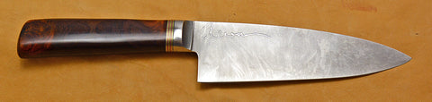 6 inch Chef's Knife with Plain Etched Blade & Cocobolo Handle - 3.