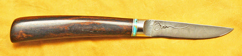 3 inch Paring Knife with Plain Etched Blade and Desert Ironwood Handle.