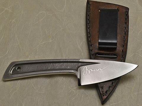 Boye Basic 2 with Plain Etched Blade and Leather Clip Sheath.