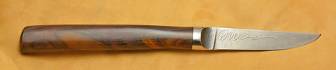 3 inch Paring Knife with Plain Etched Blade and Cocobolo Handle - 2.