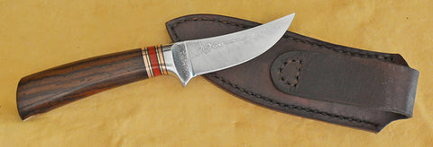 3 inch Trailing Point Skinner with Plain Etched Blade and Cocobolo Handle.