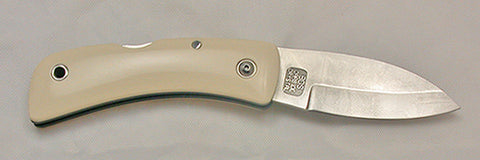 Boye Custom Small Celtic Horse Lockback Folding Knife with Plain Etched Blade.