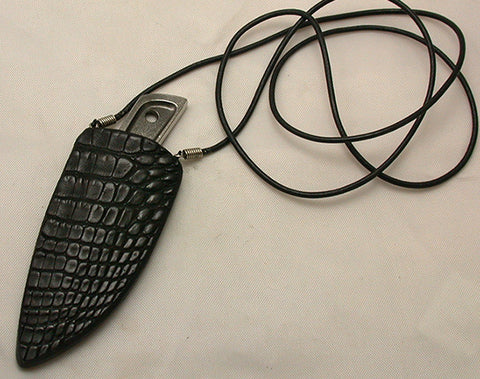 Sub-Basic Black Croc Double-sided Neck Sheath.