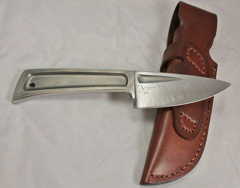 Boye Basic 3 with 'Trout' Etching and Leather Sheath.