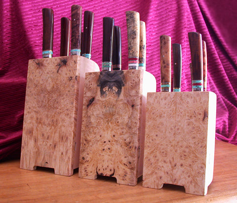 Custom Sculpted Modular Knife Blocks for 15 Piece Kitchen Cutlery Collection.