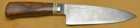 6 inch Chef's Knife with 'Wolf' Etching and Desert Ironwood Handle.