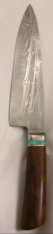 8 inch Chef's Knife with '3-Stalk Bamboo' Etching.