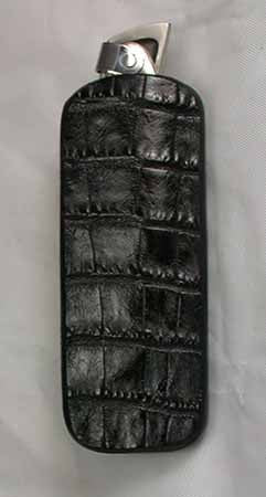 Black Croc Double-sided Belt Sheath for Large Tweezerlock Folding Pocket Knife.